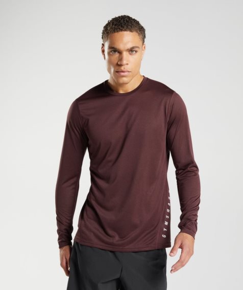 Men's Gymshark Sport Long Sleeve T-Shirts Burgundy | CA 6N318D